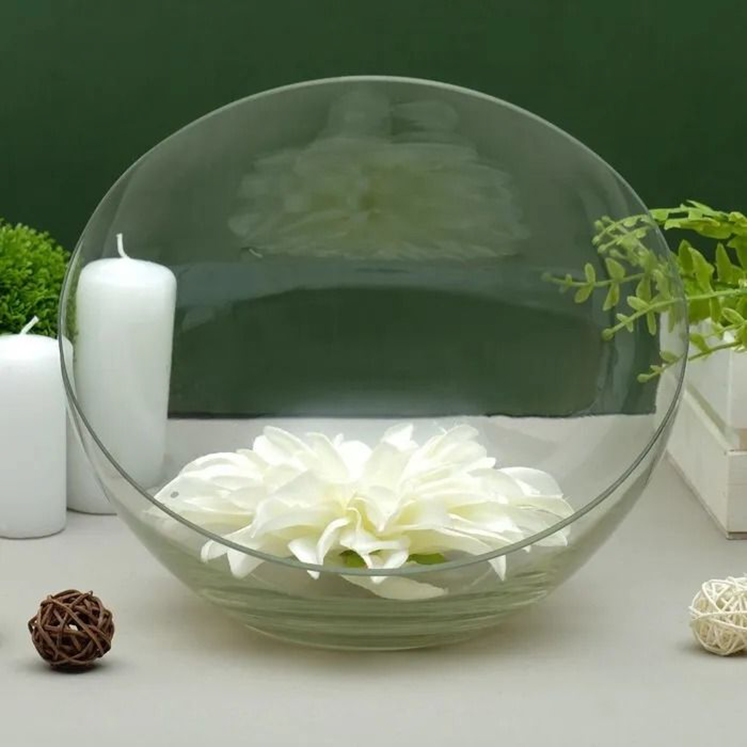 Ваза "Анабель" шаровая с косым резом  d-25см; h-20см, прозрачная 3812790