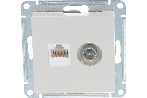 Механизм розетки 2-м ATLAS DESIGN комп. RJ45 кат.5E+TV беж. SchE ATN000289