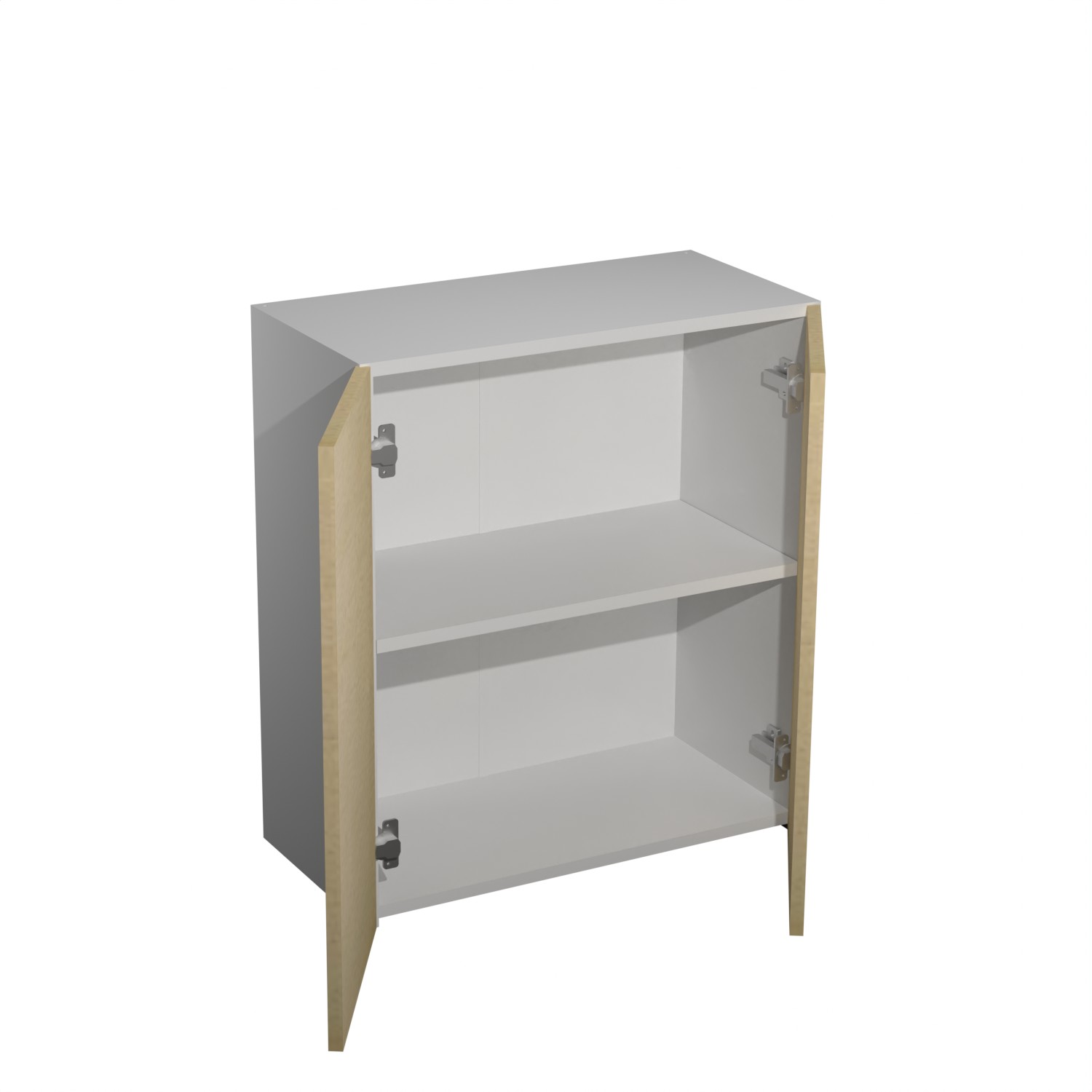 Шкаф навесной 600х676х290 мм BROZEX-WOOD Стиль, с двумя дверцами, белый / светло-бежевый