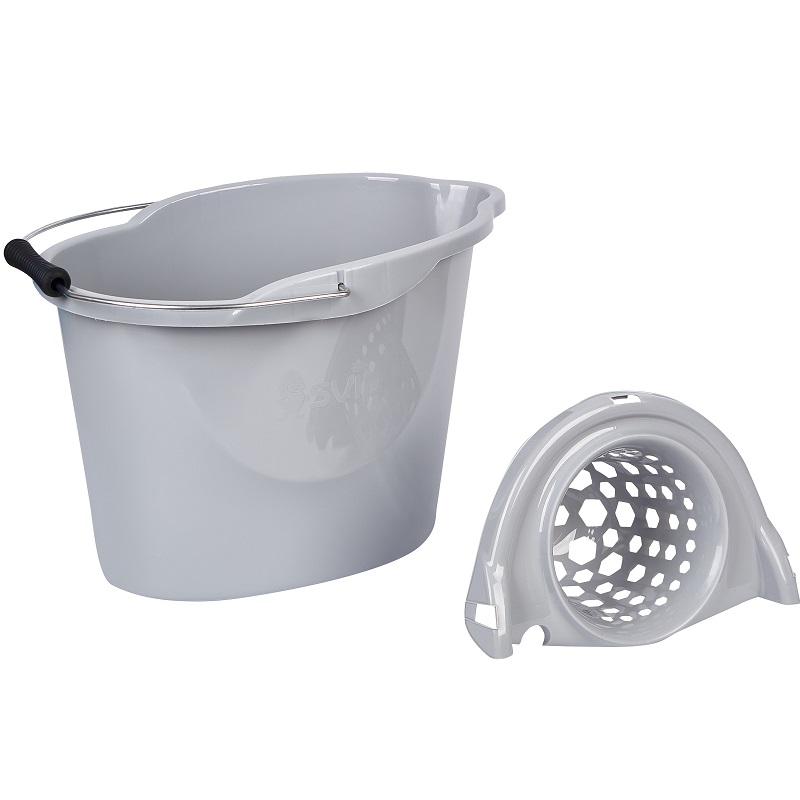 яяяВедро д/мытья пола пластм. со вставкой для Отжима 12л овальн.,Мет.р."Vogue" Серебр.SV3827СБ*1/12