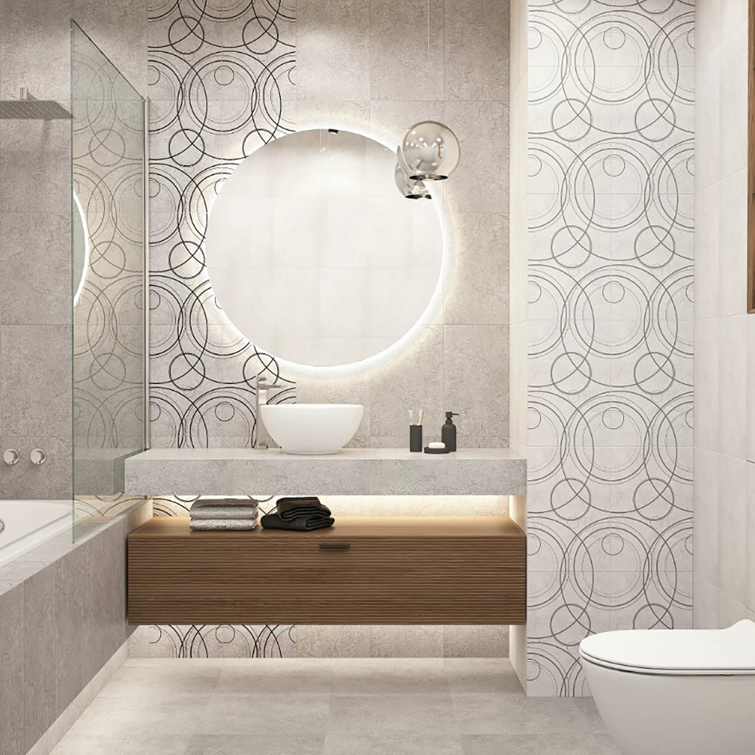 Плитка настенная Урбан 1 светло-серый 400*275*7,4 (0,11*15*36)  Керамин