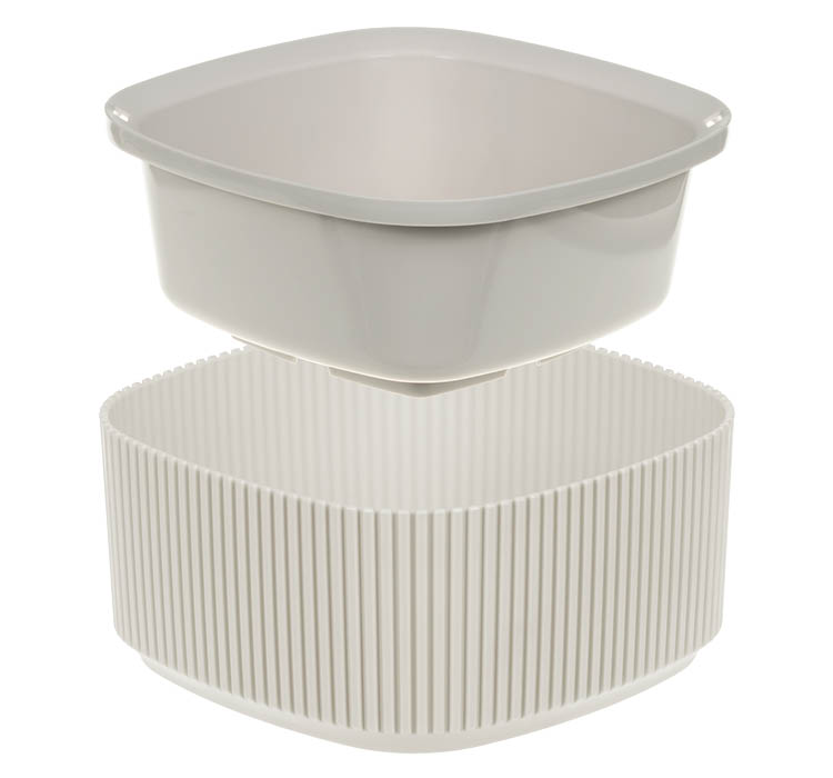 Кашпо пластм. "Стрип" 0,9л 165х165мм h75мм со вставкой Кремовый М3249 ("М-Пластика") *1/16