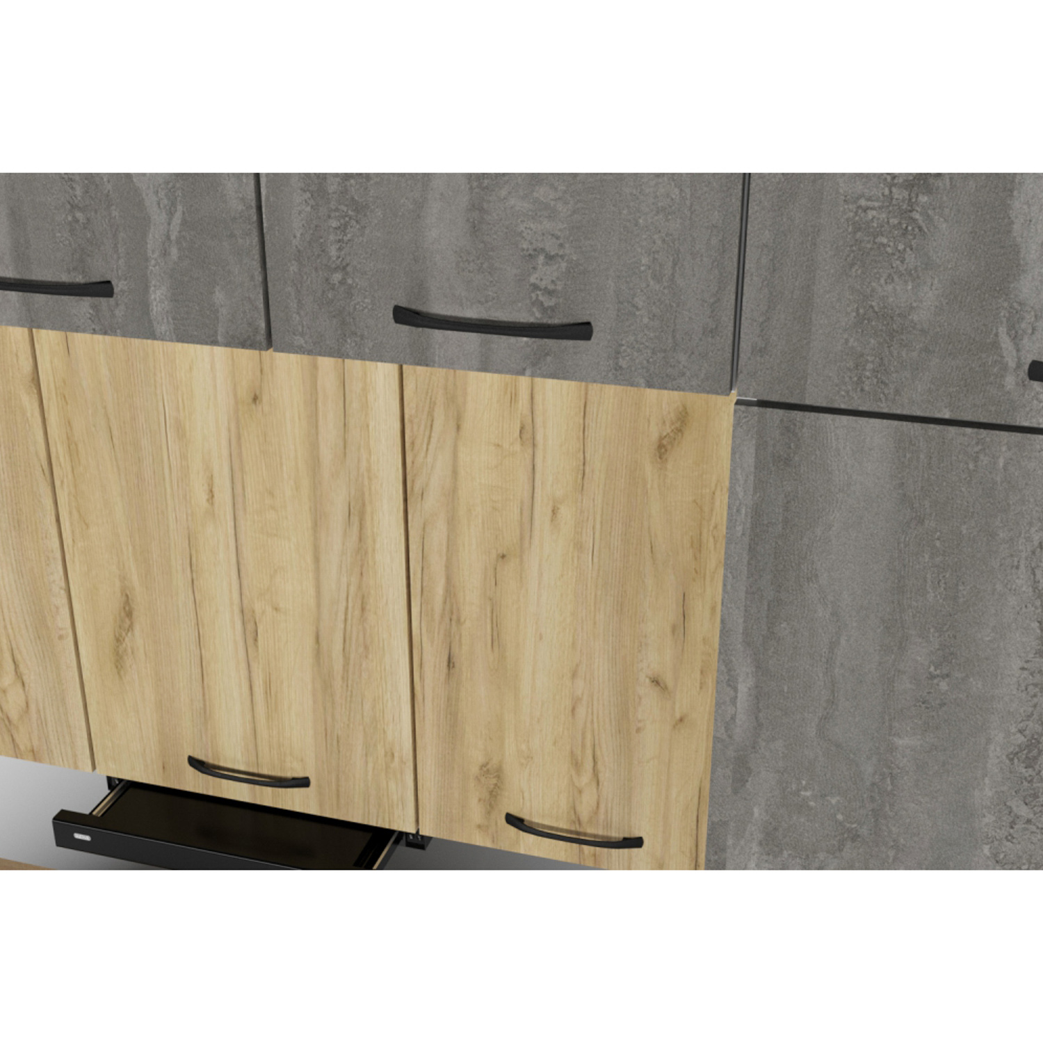 Кухонный гарнитур ГЕРДА Сапфир 2 3 м, дуб золотой / бетон темный