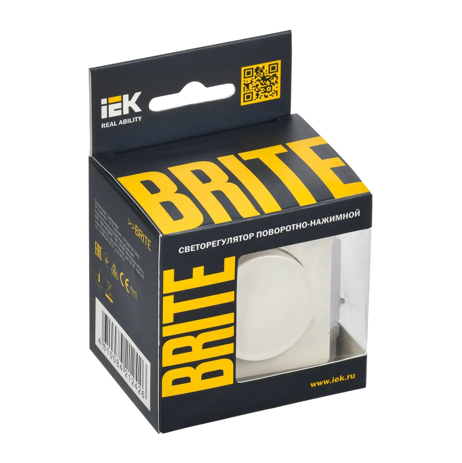 Светорегулятор  "BRITE" белый 600Вт поворотно-нажимной IEK BR-D20-0600-K01   *1/8/80