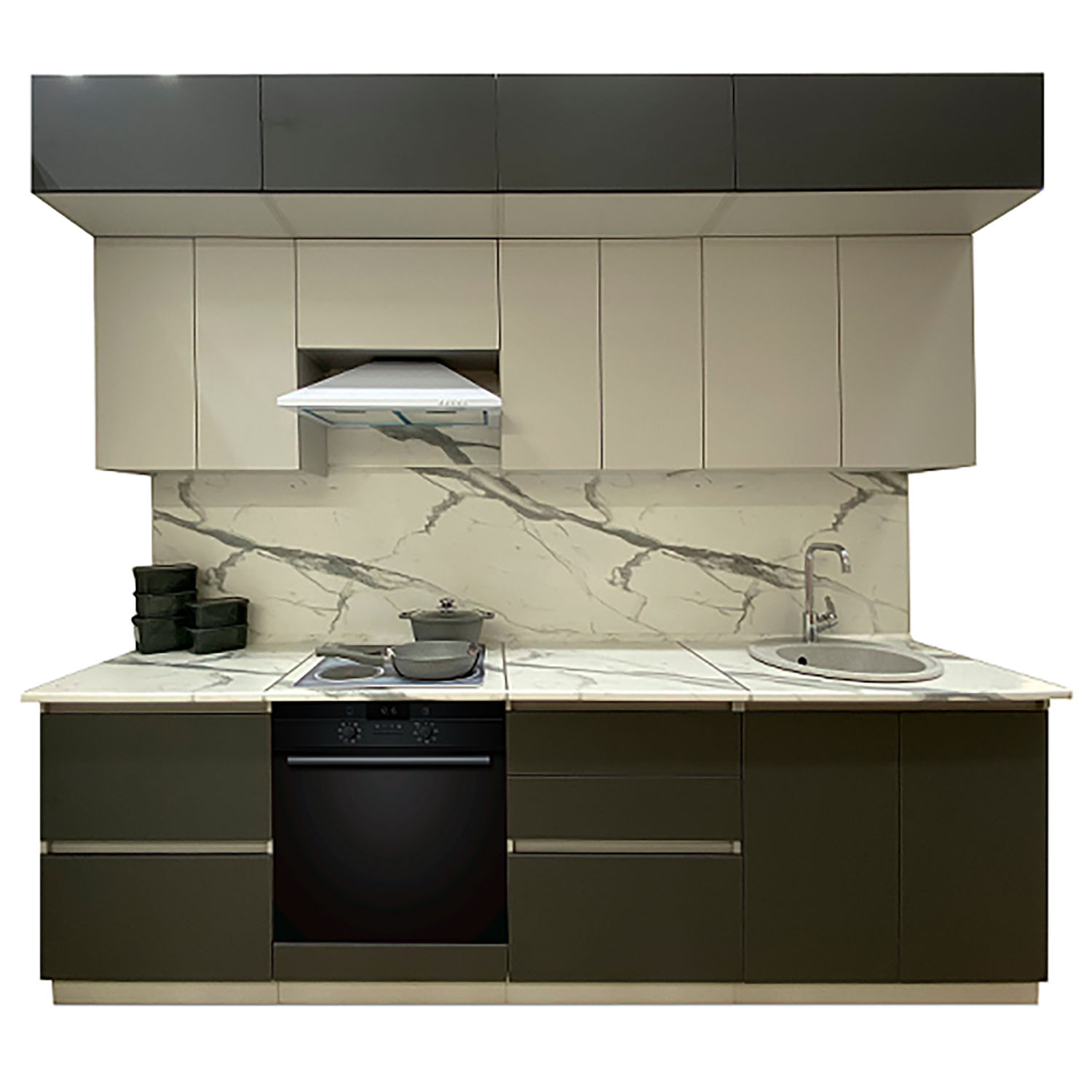 Шкаф напольный 800х850х480 мм BROZEX-WOOD Серый лед, с двумя дверцами, серый / графит