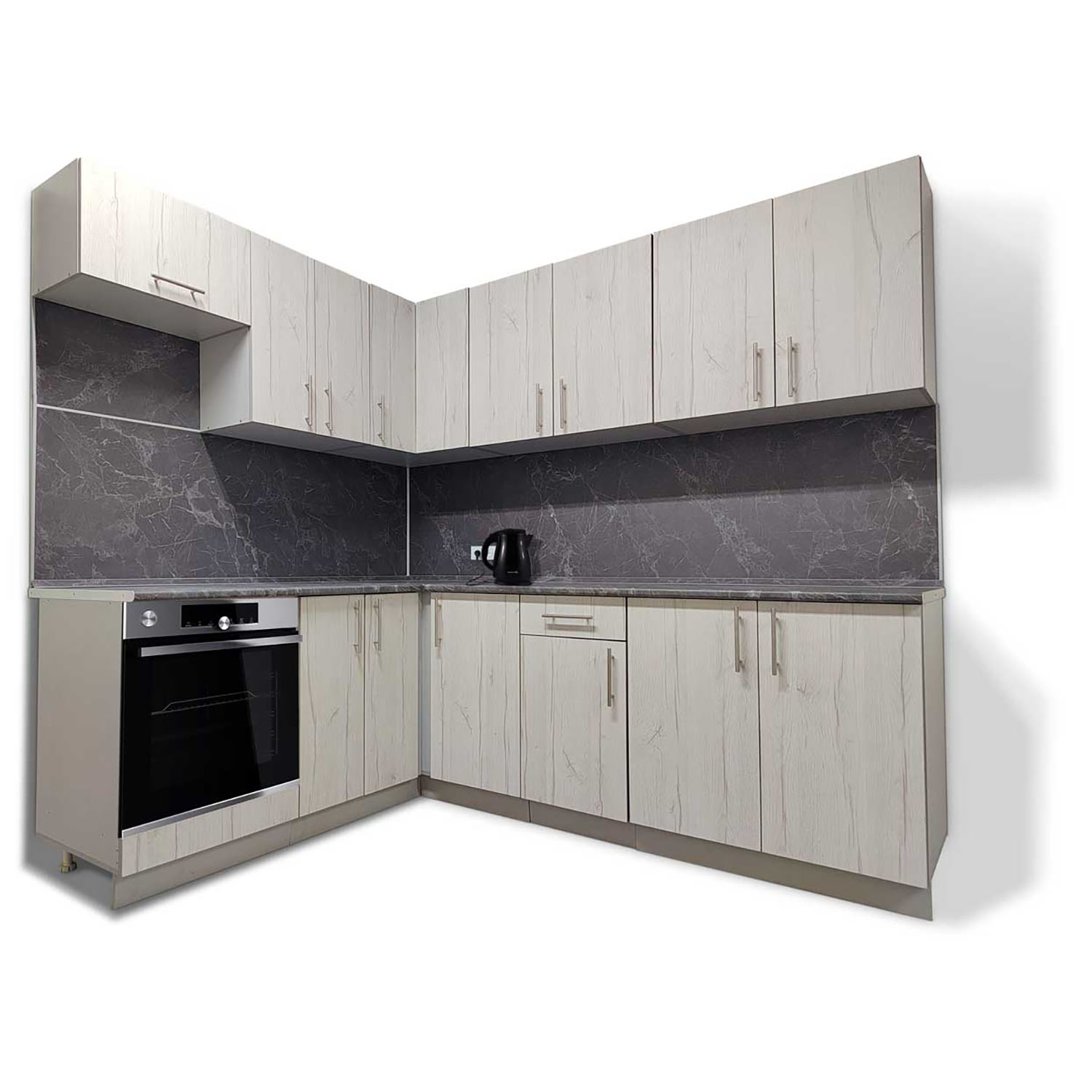 Шкаф напольный угловой 1000х850х600 мм BROZEX-WOOD Camellia, правый, с дверцей, серый / юта