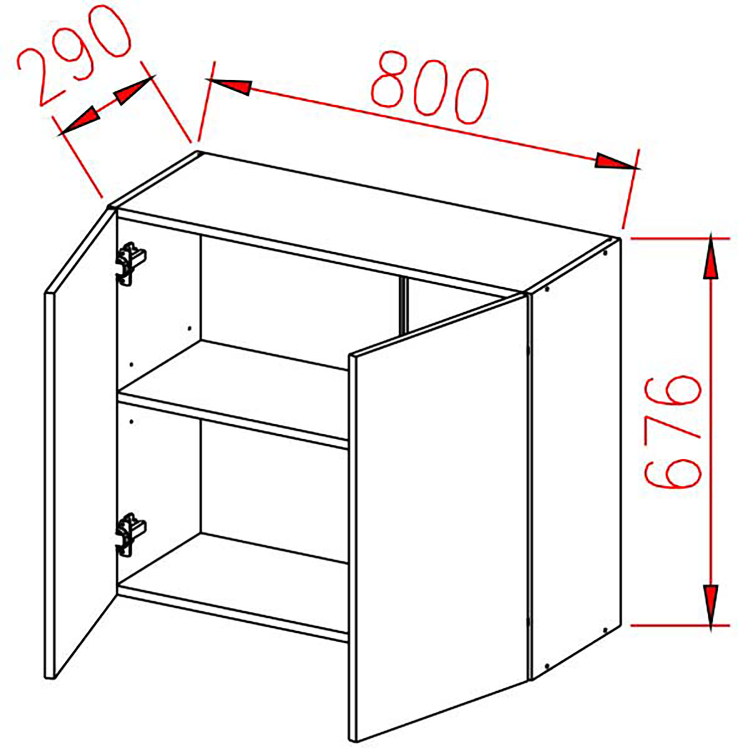 Шкаф навесной 800х676х290 мм BROZEX-WOOD Next, с двумя дверцами, графит / дуб вотан