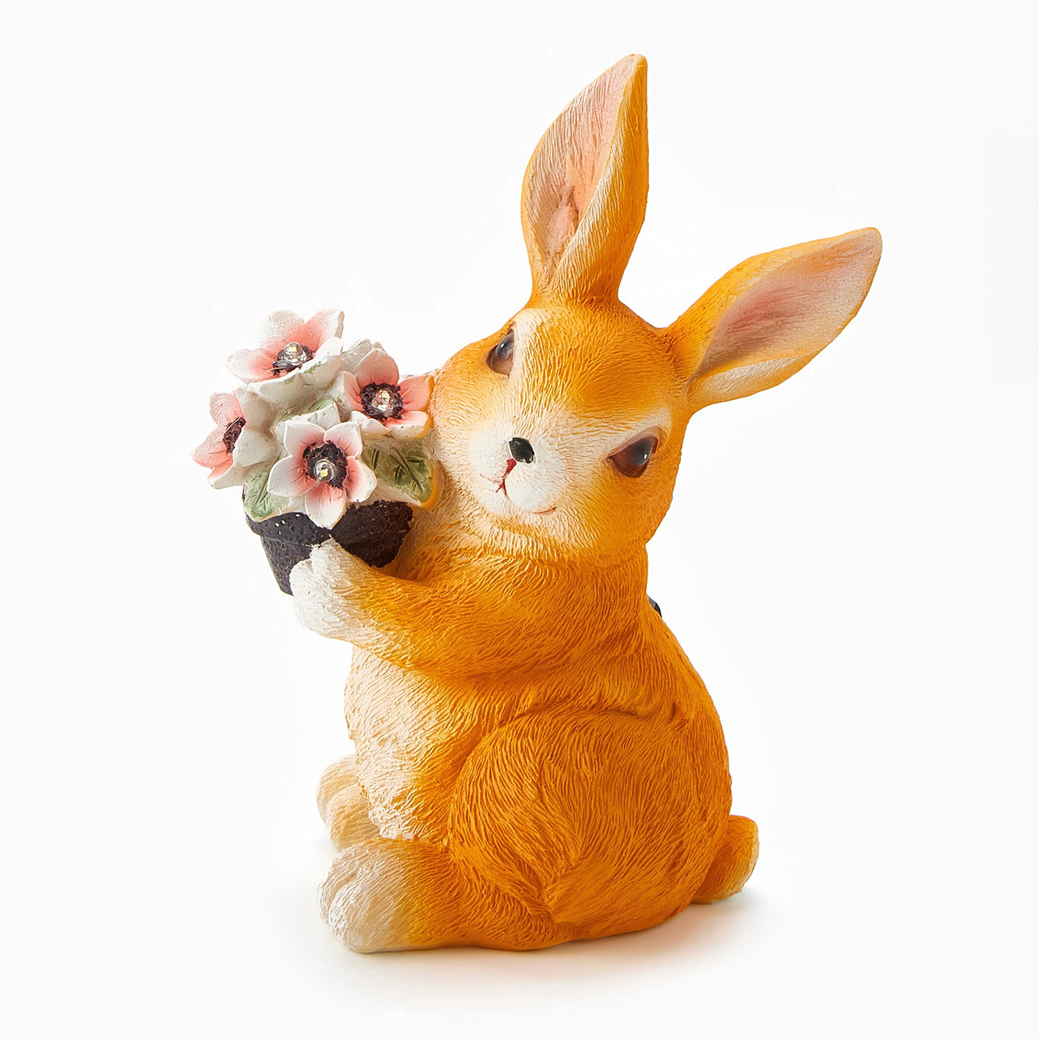 Садовая фигура с подсветкой "Зайка с букетом" 17х11х22см   10824126