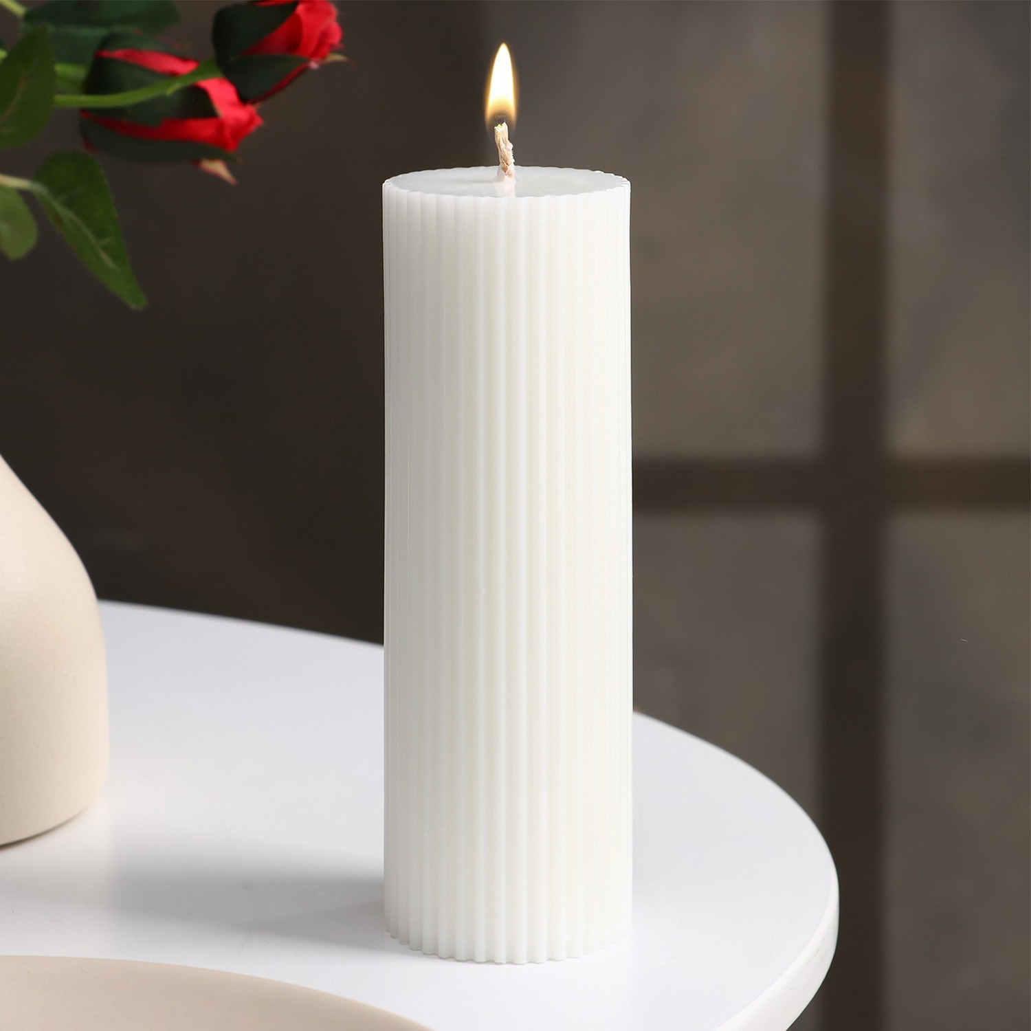 Свеча-цилиндр с гранями,5х15 см, белая, 10 ч 9889539