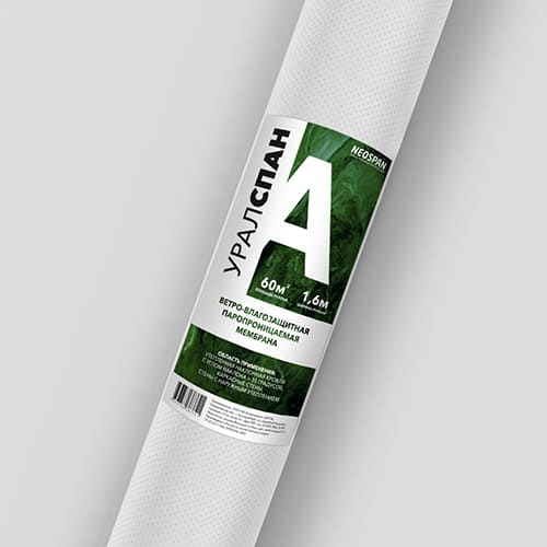Мембрана гидро-ветрозащитная 60 м² Уралспан А, 1.6 м, паропроницаемая Мембрана гидро-ветрозащитная 60 м² Уралспан А, 1.6 м, паропроницаемая
