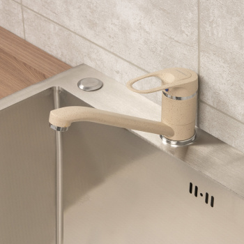 Смеситель для кухни Эверест В49-0258 длинный излив (бежевый) *1/10