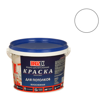 Краска акриловая 3 кг для потолков BROZEX, белоснежная
