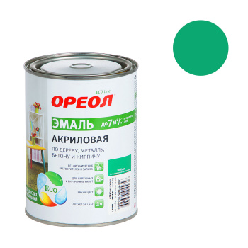 Эмаль акриловая зеленая 0,9 кг Ореол *1/14/588