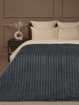 Плед 200*220см фланель крупный рубчик серый TF FNJR DKGY3 042/2022 NC Absolute *1