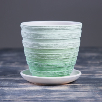 Кашпо керам. Крокус Букле 4,2л d верха 208мм h182мм с поддоном Зеленый №4 КС-К4-196-01 *4