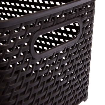 Корзина для хранения пластм. "Ротанг" 370х280х190мм с Крышкой, Коричневый М2375 ("М-Пластика")*1/6