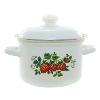 Кастрюля эмалированная 2,0л d160мм крышка с пл.р., обод нерж., с Деколью С-1610АП2/4 *1/4