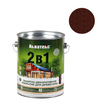 Защитно-декоративное покрытие 2.7 л для древесины АКВАТЕКС 2 в 1, алкидное, орех