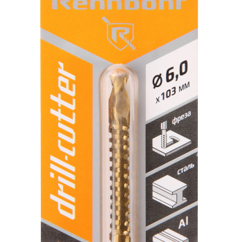 Сверло-фреза 6х103мм HSS-TIN хвостовик HEX1/4"Е6,3 (672206) Drill-cutter Rennbohr *1/400 Сверло-фреза 6х103мм HSS-TIN хвостовик HEX1/4"Е6,3 (672206) Drill-cutter Rennbohr *1/400
