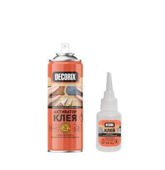 Клей двухкомпонентный для экспресс-склеивания DECORIX (активатор 140 мл+клей 25 г) *1/72 Клей двухкомпонентный для экспресс-склеивания DECORIX (активатор 140 мл+клей 25 г) *1/72