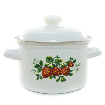 Кастрюля эмалированная 2,0л d160мм крышка с пл.р., обод нерж., с Деколью С-1610АП2/4 *1/4