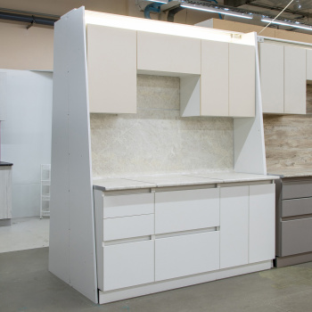 Шкаф навесной 600х338х290 мм BROZEX-WOOD Стиль, для вытяжки, с дверцей, белый / светло-бежевый