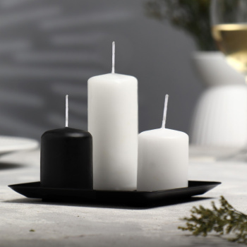 Подсвечник металл. плоский «Тарелка квадро», 12.6×12.6×1.3 см, чёрный 1595984