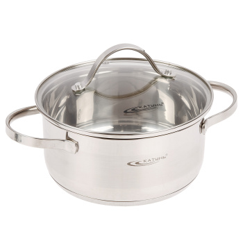 Кастрюля нерж. "Катунь" "Альта" 2,2л d18см термораспред. дно, Стекл. кр. KT-SET-005-22 *1/8 Кастрюля нерж. "Катунь" "Альта" 2,2л d18см термораспред. дно, Стекл. кр. KT-SET-005-22 *1/8