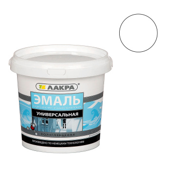 Эмаль акриловая универсальная 0.9 кг ЛАКРА, полуглянцевая, белая