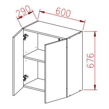 Шкаф навесной 600х676х290 мм BROZEX-WOOD Стиль, с двумя дверцами, белый / светло-бежевый