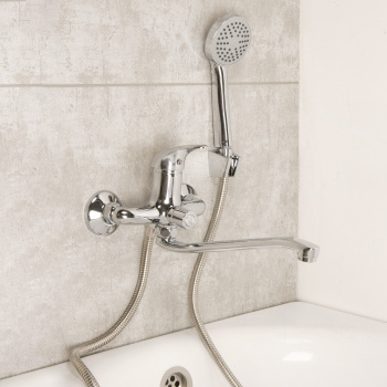 Смеситель для ванны ЦС-СМ 300-4 D35 М-43 плоский S-обр. излив (Подольск) *1/8