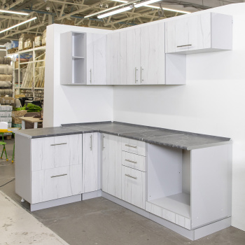 Шкаф навесной угловой 600х600 мм BROZEX-WOOD Camellia, с двумя дверцами, серый / юта