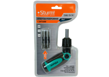 Отвертка реверсивная битодерж. в ручке 14 в 1 STURM (арт.1040-19-14) *1/6/36
