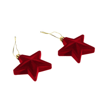 Набор ёлочных украшений VELOUR "Звезда" 8 см (набор 2 шт), Рубин