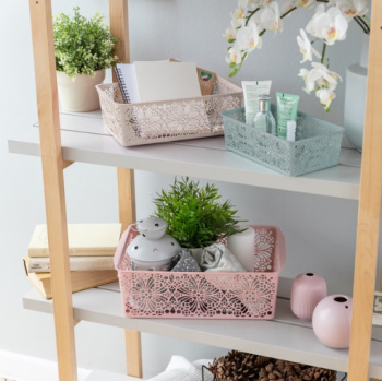 Корзина для хранения пластм. "Floral" 250х150х75мм арт.431287522(431287528,431287518) Бытпласт *1/9