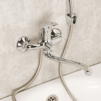 Смеситель для ванны ЦС-СМ 300-4 D35 М-43 плоский S-обр. излив (Подольск) *1/8