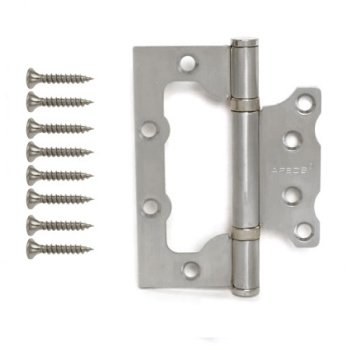 Петля без врезки 100*75*2,5мм НИКЕЛЬ матовый NiS (комплект 2шт.) АПЕКС *1/5/50