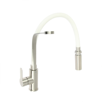 Смеситель для кухни FASHUN A54112-8 с гибким изливом (Белый) + режим Душ, нерж. сталь *1/10 Смеситель для кухни FASHUN A54112-8 с гибким изливом (Белый) + режим Душ, нерж. сталь *1/10