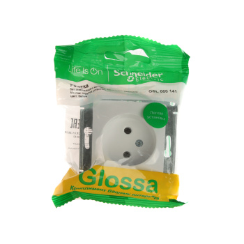 Механизм розетки "Glossa" 1-м. белый б/з GSL000141 *1/20/160