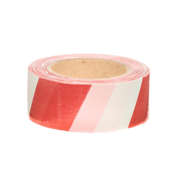 Лента сигнальная оградительная 50 мм х 200 м 888, красно-белая