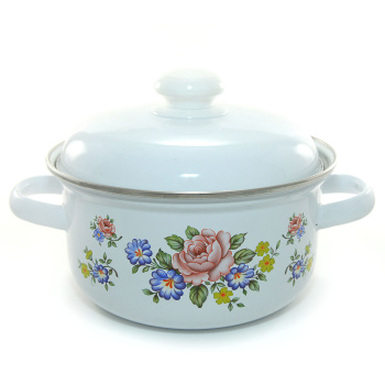 Кастрюля стальн. эмалир. 2,0л d180мм металл.кр.с пл.р.,об.нерж.,с Деколью С-1510АП2/4 *1/4