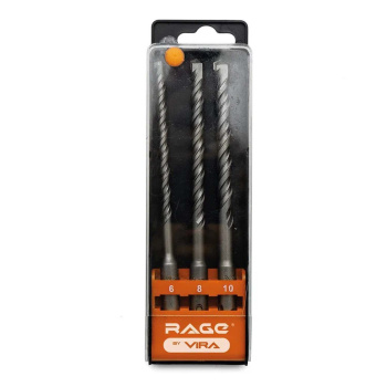 Набор буров по бетону 6/8/10х160 мм SDS-plus RAGE by VIRA