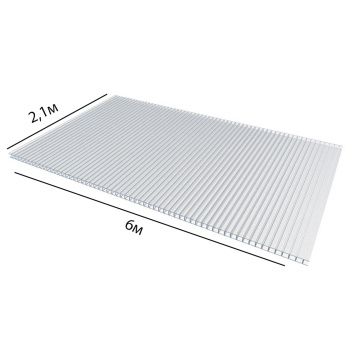 Поликарбонат 6 мм сотовый Полилайн, 2.1х6 м, 0.78 кг/м², прозрачный