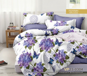 Постельное белье 1,5сп поплин на резинке Орхидея VP23-0304, наволочки 70*70 - 2шт *1/4