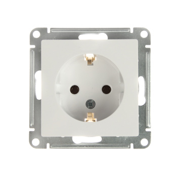 Механизм розетки "ATLAS DESIGN" 1-м белый c заземлением 16А SchE ATN000143  *20/160
