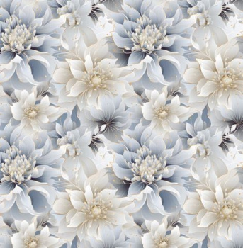 Клеёнка на тканевой основе "PoemaShine" "Цветы" серо-гол., беж.  шир.1,4м AS-815 *20