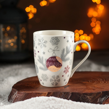 Кружка  "Новый год" фарфор. 350мл "Новогодний шар" 4274045 "Доляна" *12/48