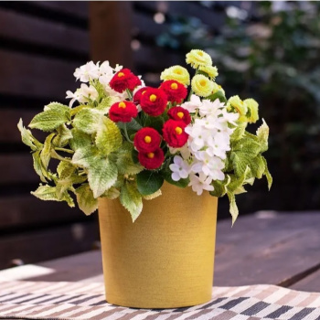 Кашпо пластм. "Цилиндр Эко" 3л d верха170мм h165мм,съем дрен.решеткой Горчичный "5plast.ru" *1/12