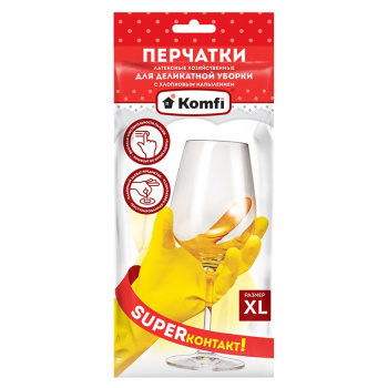 Перчатки латексные с хлопк.напыл."Делик.уборка" Прочные XL 1пара DGL019L *12/240