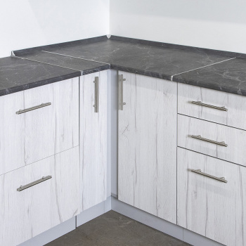 Шкаф напольный угловой 1000х850х600 мм BROZEX-WOOD Camellia, левый, с дверцей, серый / юта